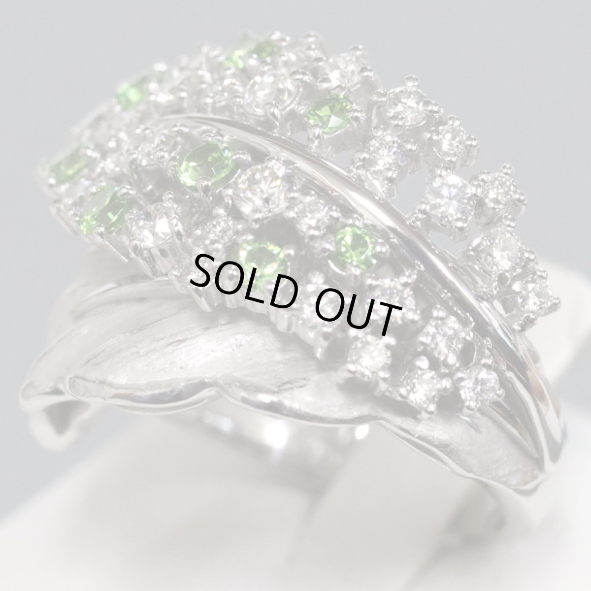 画像2: K18WGデマントイドガーネットダイヤモンドリング G0.51 D0.83 15.7g #12 ソーティング (2)