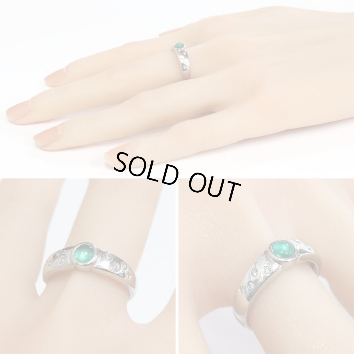 画像10: Pt900エメラルドダイヤモンドリング E0.43 D0.09 8.4g #16 (10)