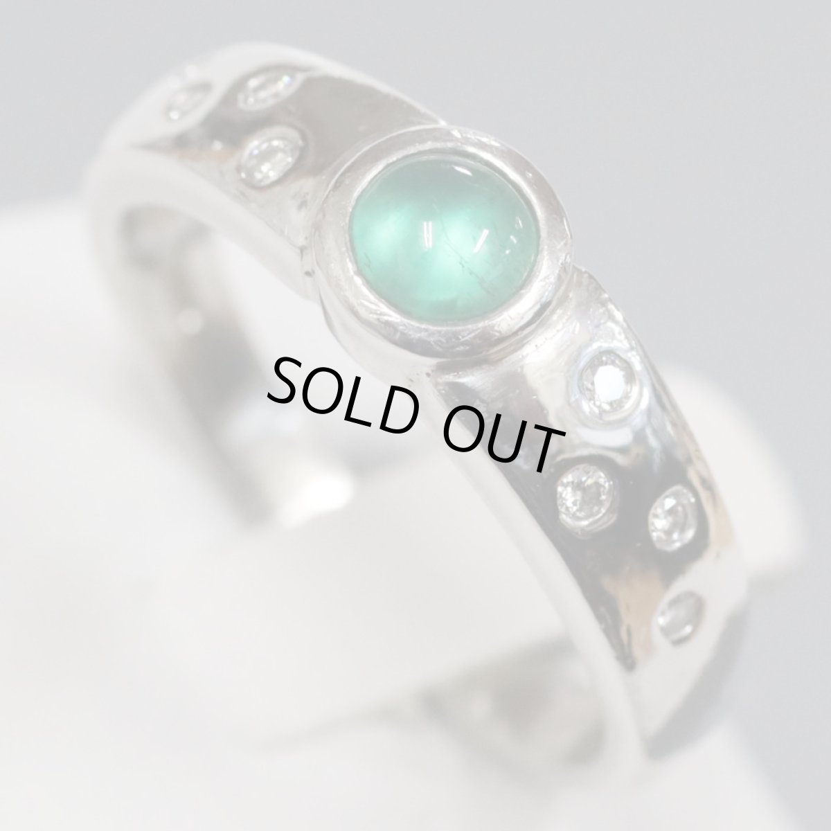 画像3: Pt900エメラルドダイヤモンドリング E0.43 D0.09 8.4g #16 (3)