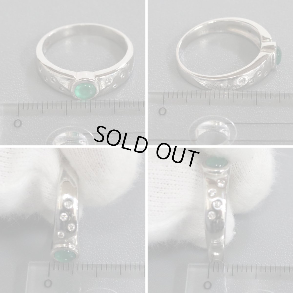 画像9: Pt900エメラルドダイヤモンドリング E0.43 D0.09 8.4g #16 (9)