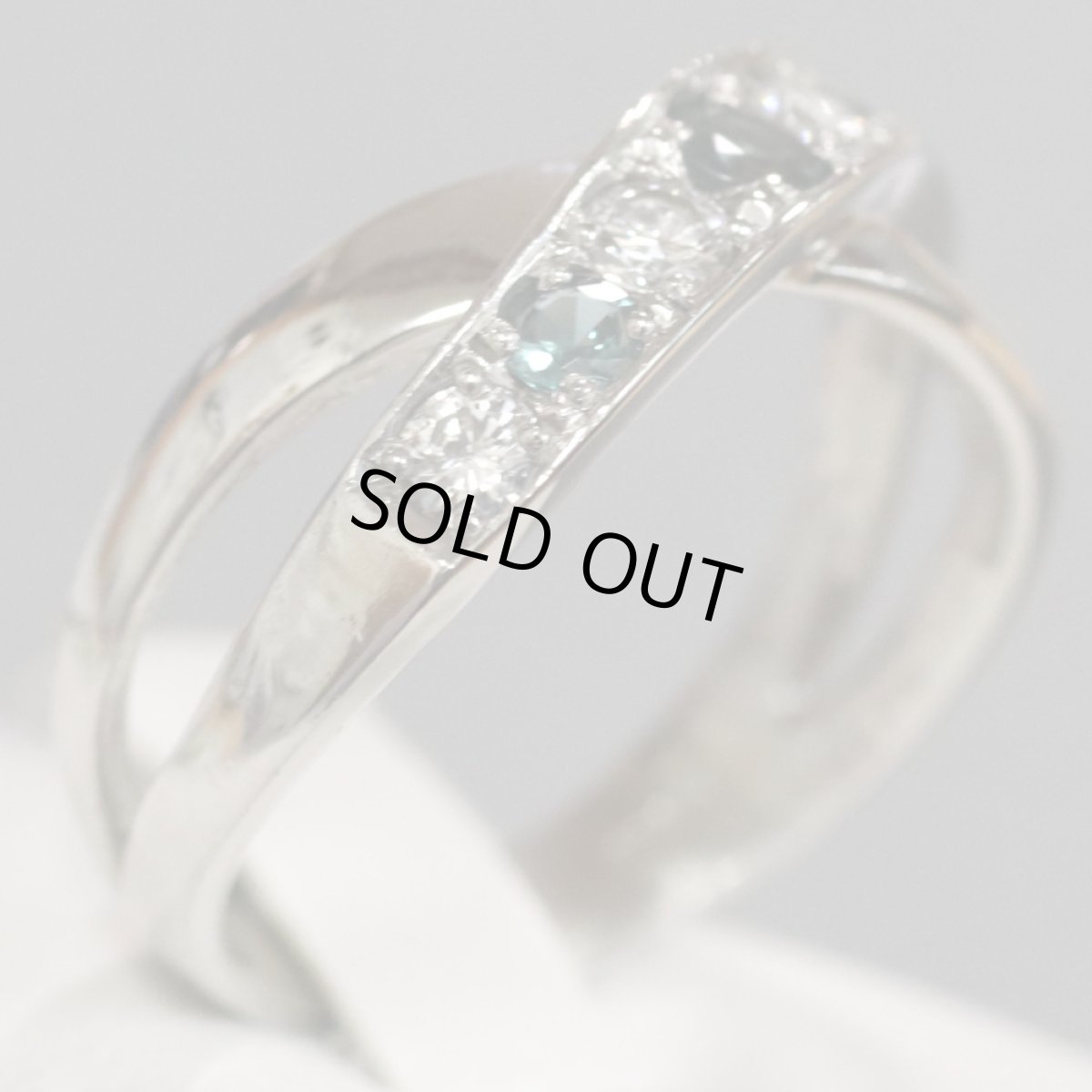 画像2: Pt900アレキサンドライトダイヤモンドリング 0.37 0.32 7.4g #17 (2)