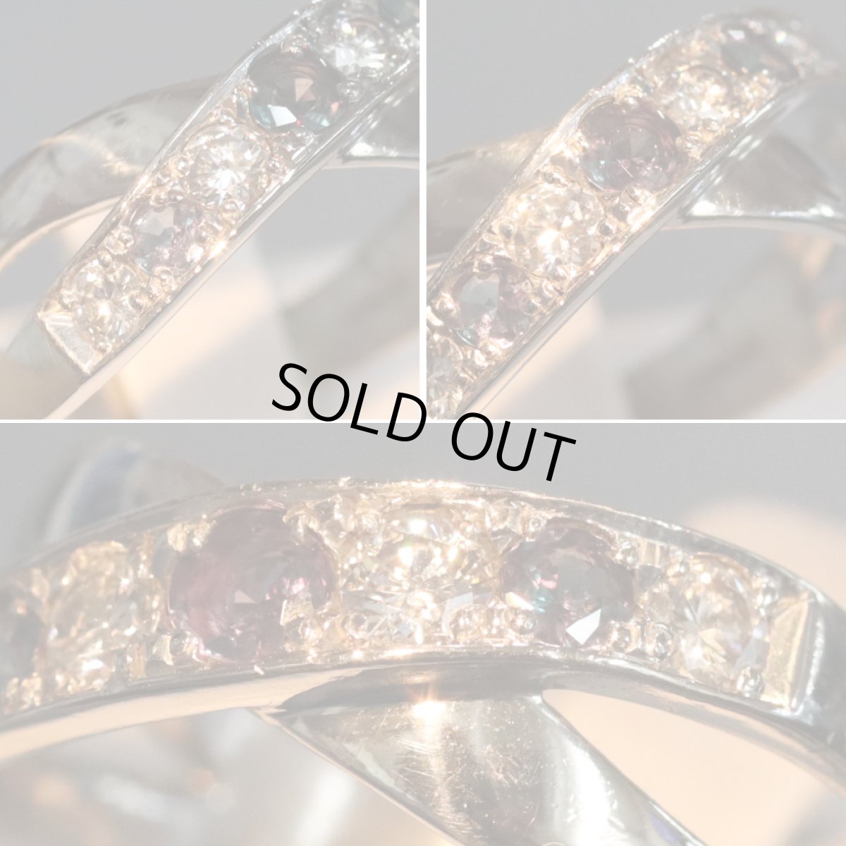 画像5: Pt900アレキサンドライトダイヤモンドリング 0.37 0.32 7.4g #17 (5)