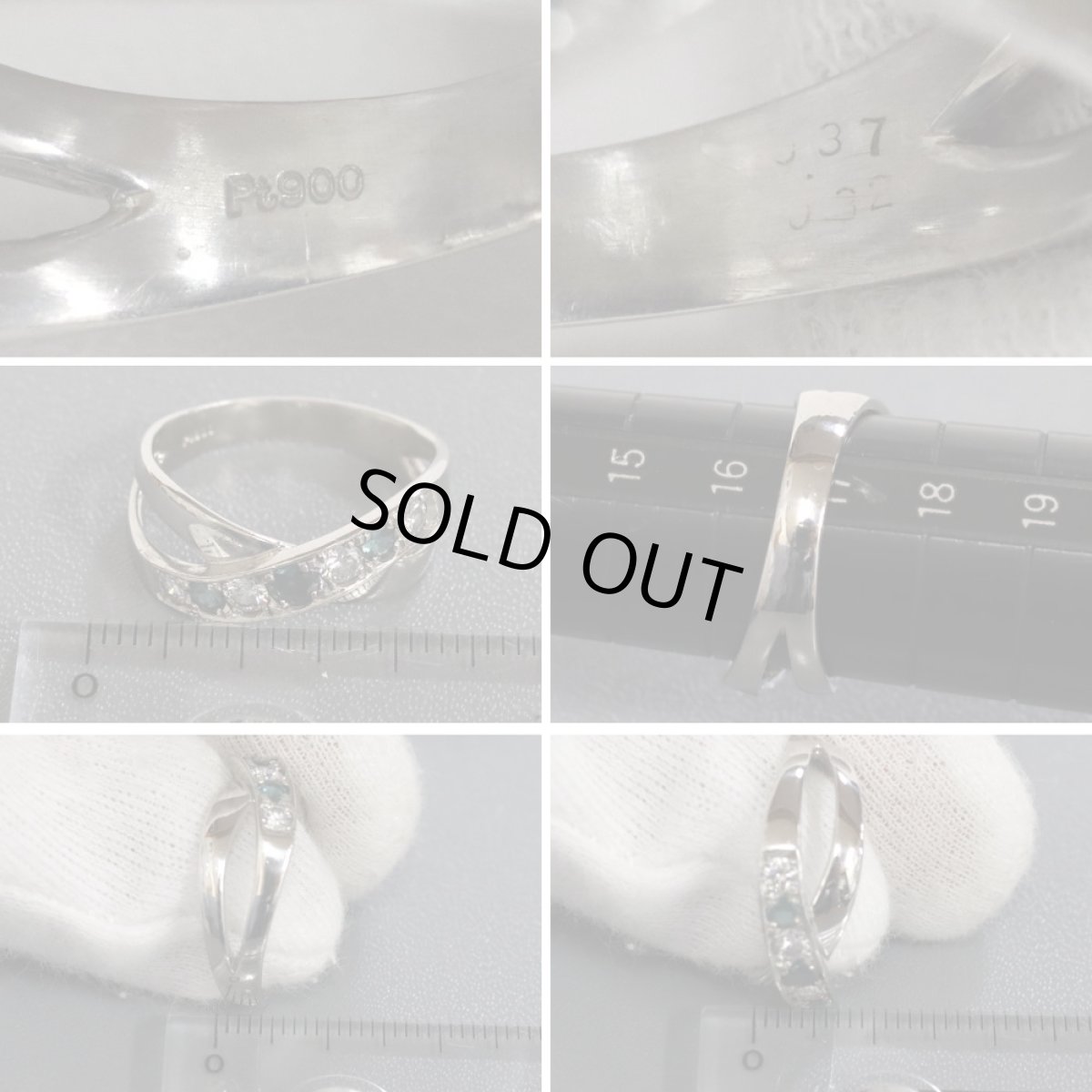 画像9: Pt900アレキサンドライトダイヤモンドリング 0.37 0.32 7.4g #17 (9)