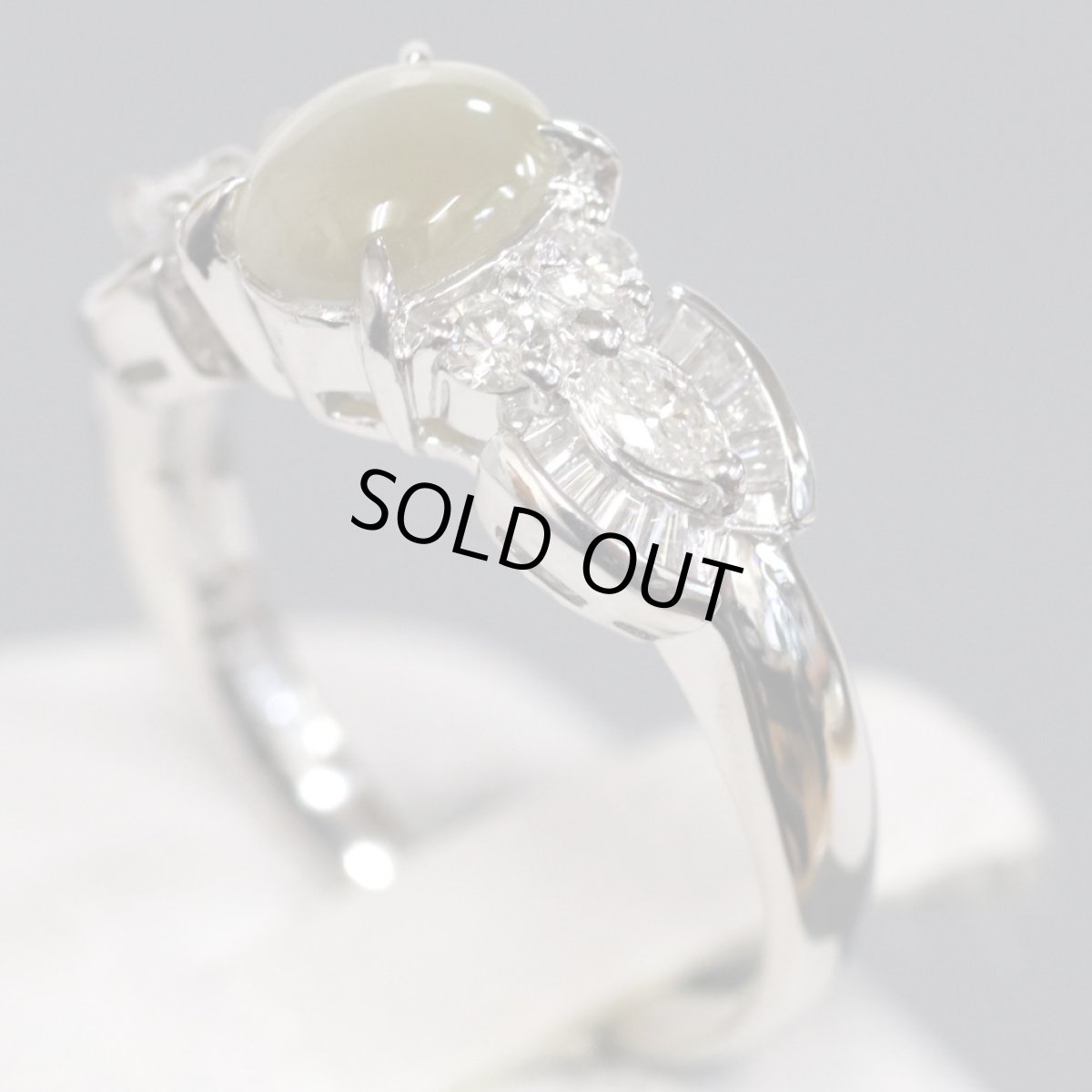 画像2: Pt900クリソベリルキャッツアイダイヤモンドリング CE1.015 D0.46 5.5g #11 (2)