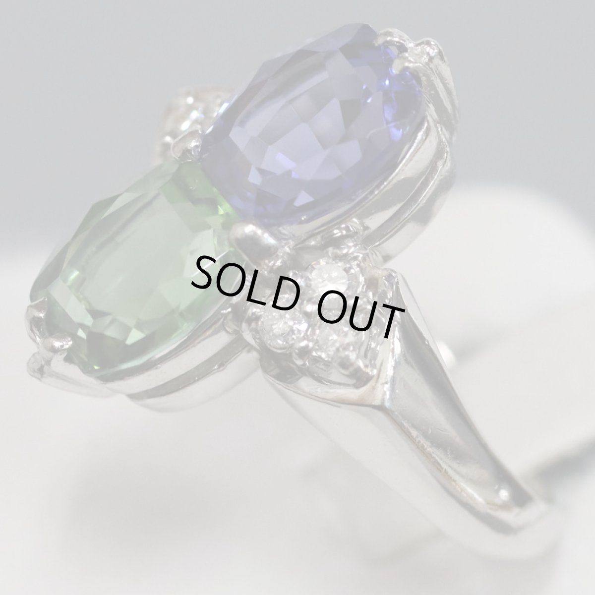 画像2: Pt900トルマリンタンザナイトダイヤモンドリング 4.33 D0.188 10.2g #12 (2)