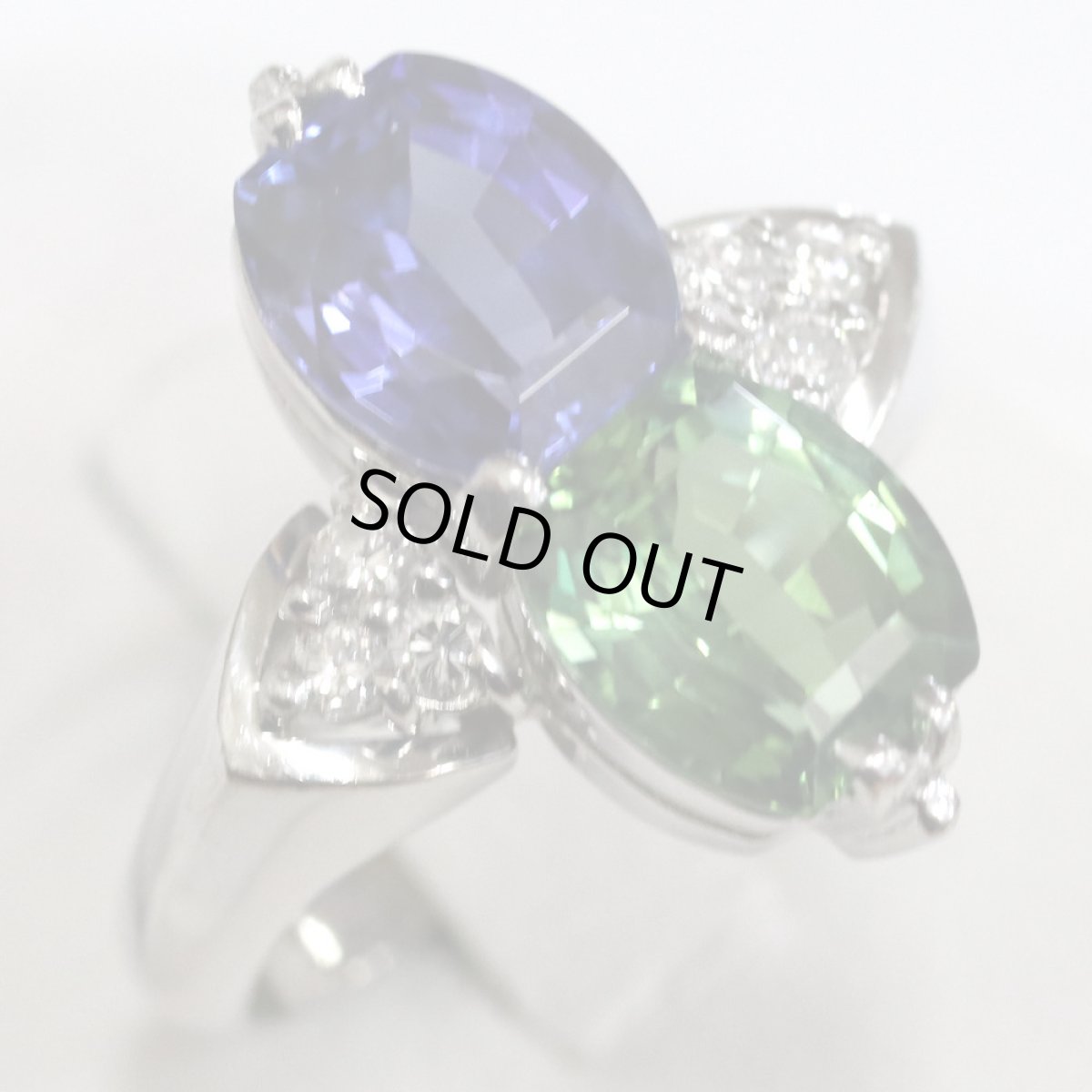 画像3: Pt900トルマリンタンザナイトダイヤモンドリング 4.33 D0.188 10.2g #12 (3)