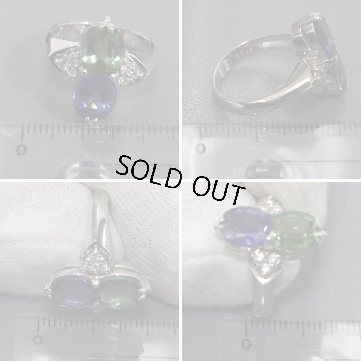 画像9: Pt900トルマリンタンザナイトダイヤモンドリング 4.33 D0.188 10.2g #12 (9)