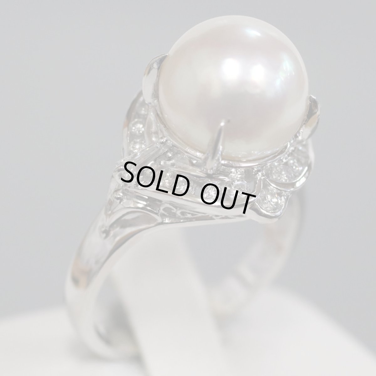 画像1: Pt900パールダイヤモンドリング D0.34 7.3g #12 (1)