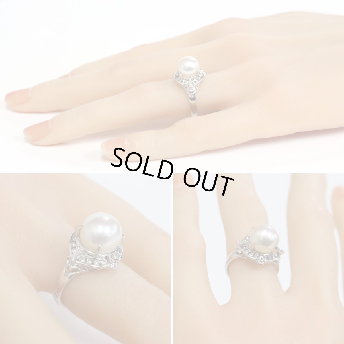 画像10: Pt900パールダイヤモンドリング D0.34 7.3g #12 (10)