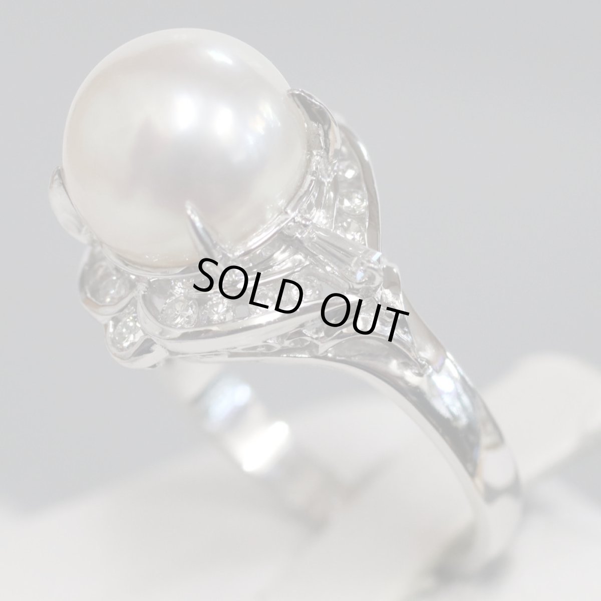 画像2: Pt900パールダイヤモンドリング D0.34 7.3g #12 (2)