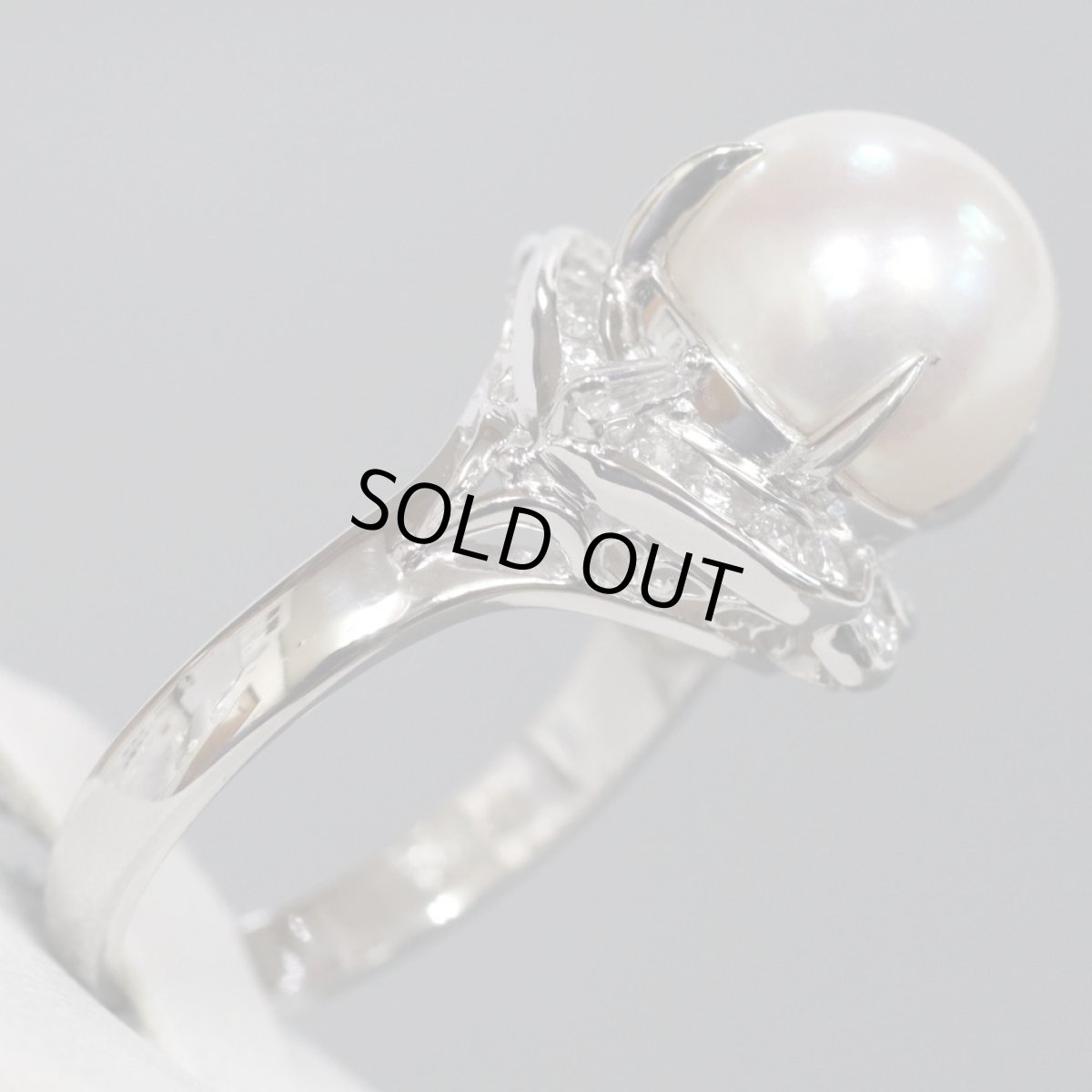 画像3: Pt900パールダイヤモンドリング D0.34 7.3g #12 (3)