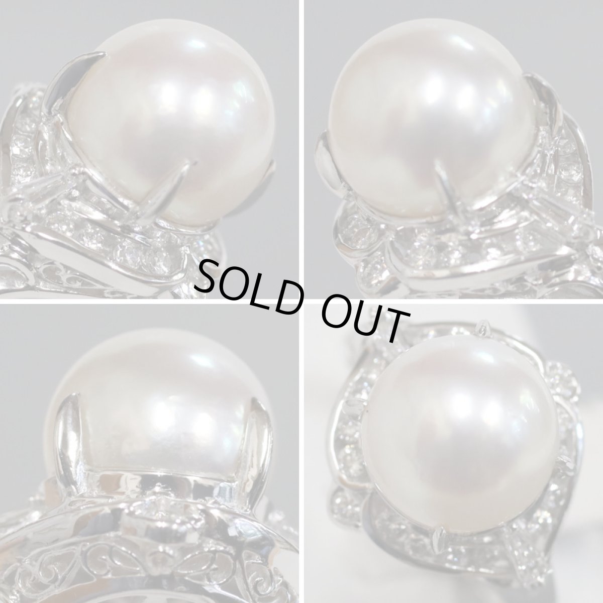 画像4: Pt900パールダイヤモンドリング D0.34 7.3g #12 (4)