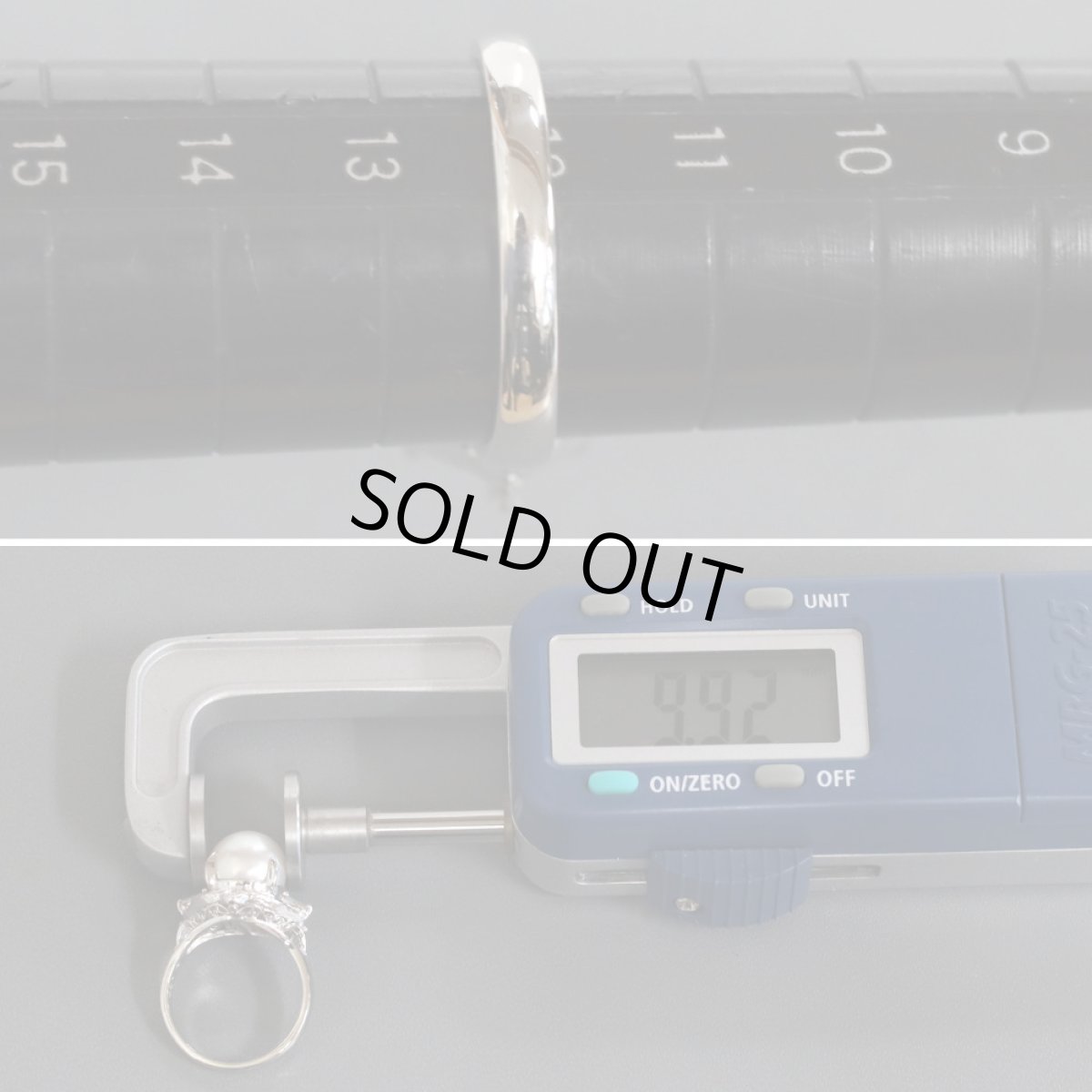 画像8: Pt900パールダイヤモンドリング D0.34 7.3g #12 (8)