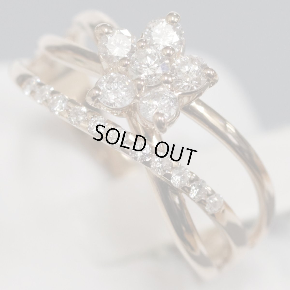 画像2: K18PGダイヤモンドリング フラワーモチーフ D0.50 3.6g #12 (2)