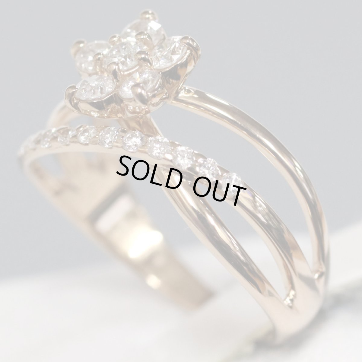 画像3: K18PGダイヤモンドリング フラワーモチーフ D0.50 3.6g #12 (3)