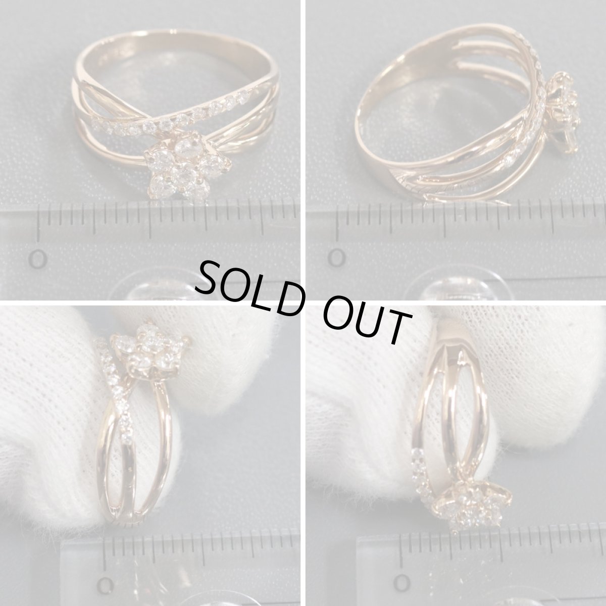 画像8: K18PGダイヤモンドリング フラワーモチーフ D0.50 3.6g #12 (8)