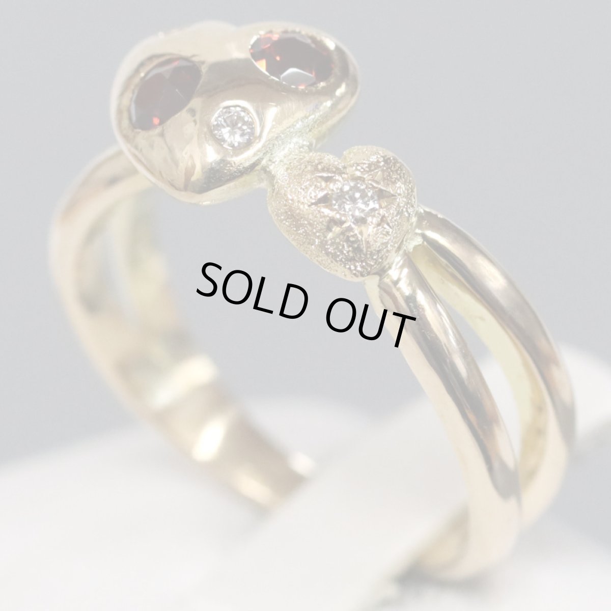 画像2: K18ガーネットダイヤモンドリング 4.7g #11 (2)