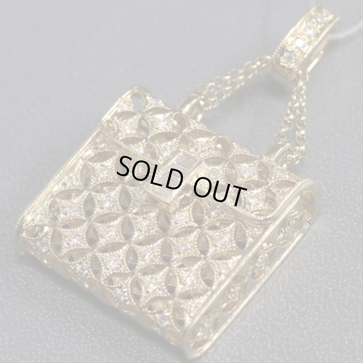 画像3: K18ダイヤモンドペンダントトップ チェーンバッグモチーフ D0.79 16.2g (3)