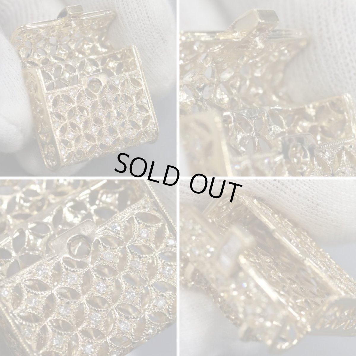 画像5: K18ダイヤモンドペンダントトップ チェーンバッグモチーフ D0.79 16.2g (5)