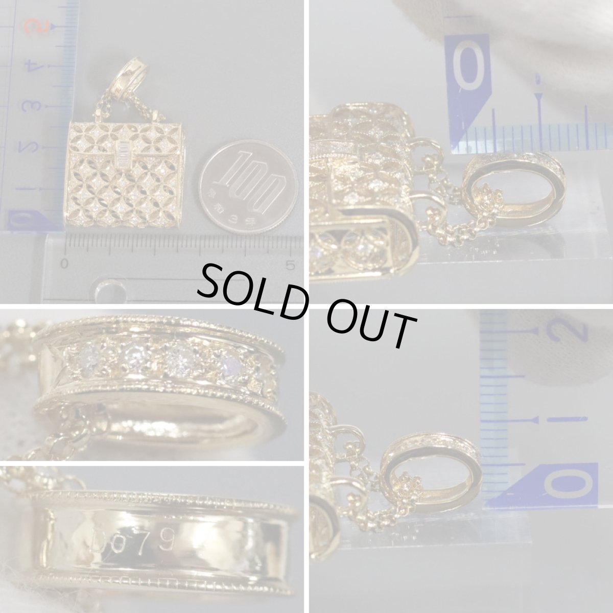 画像8: K18ダイヤモンドペンダントトップ チェーンバッグモチーフ D0.79 16.2g (8)