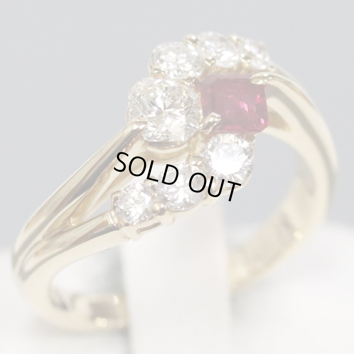 画像2: 750ルビーダイヤモンドリング R0.29 D0.30 D0.46 4.9g #11.5 (2)