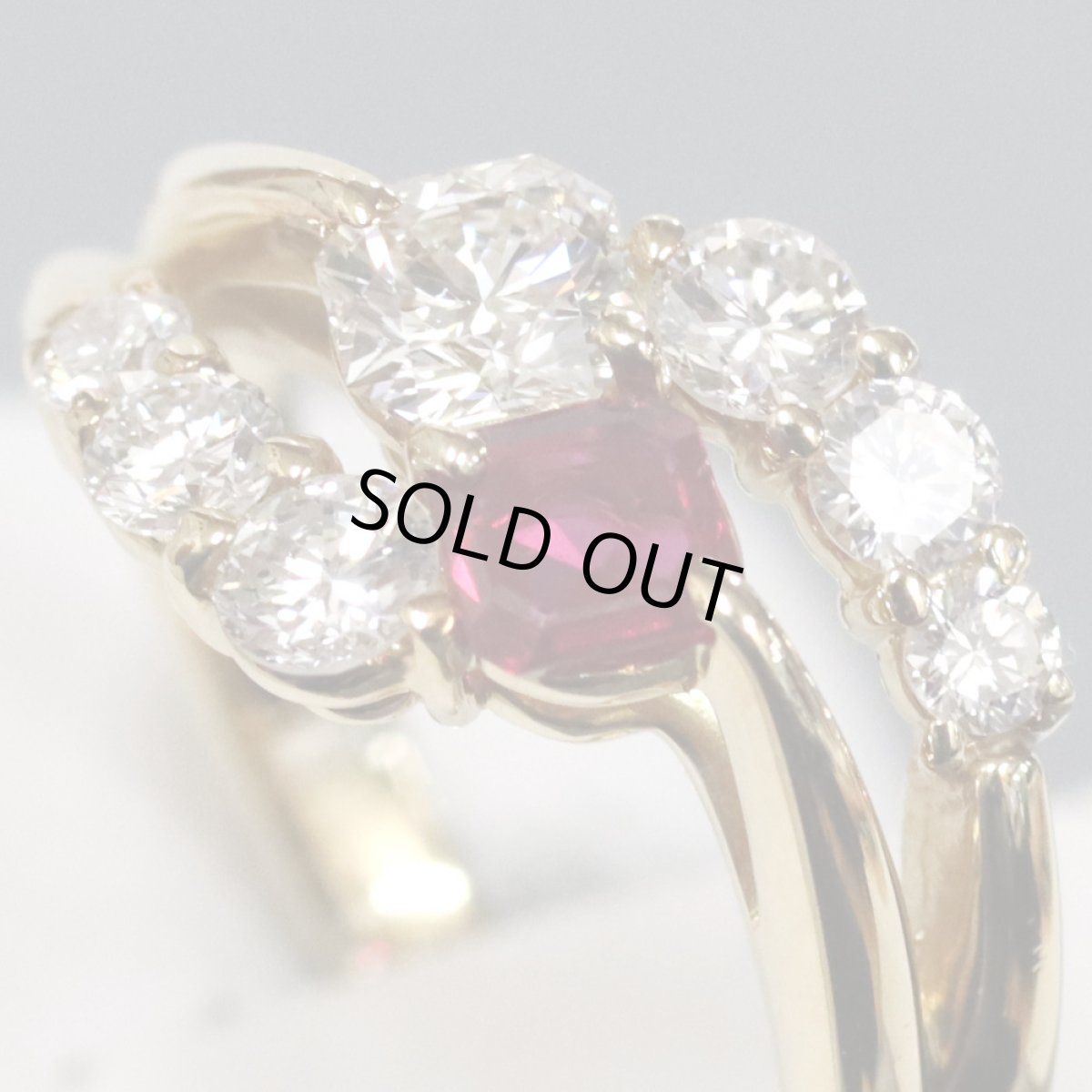 画像3: 750ルビーダイヤモンドリング R0.29 D0.30 D0.46 4.9g #11.5 (3)