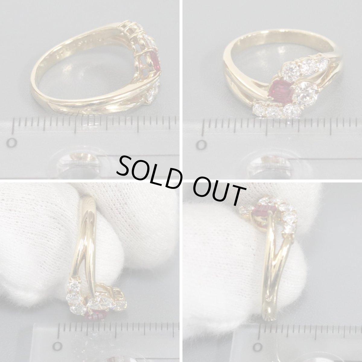 画像9: 750ルビーダイヤモンドリング R0.29 D0.30 D0.46 4.9g #11.5 (9)