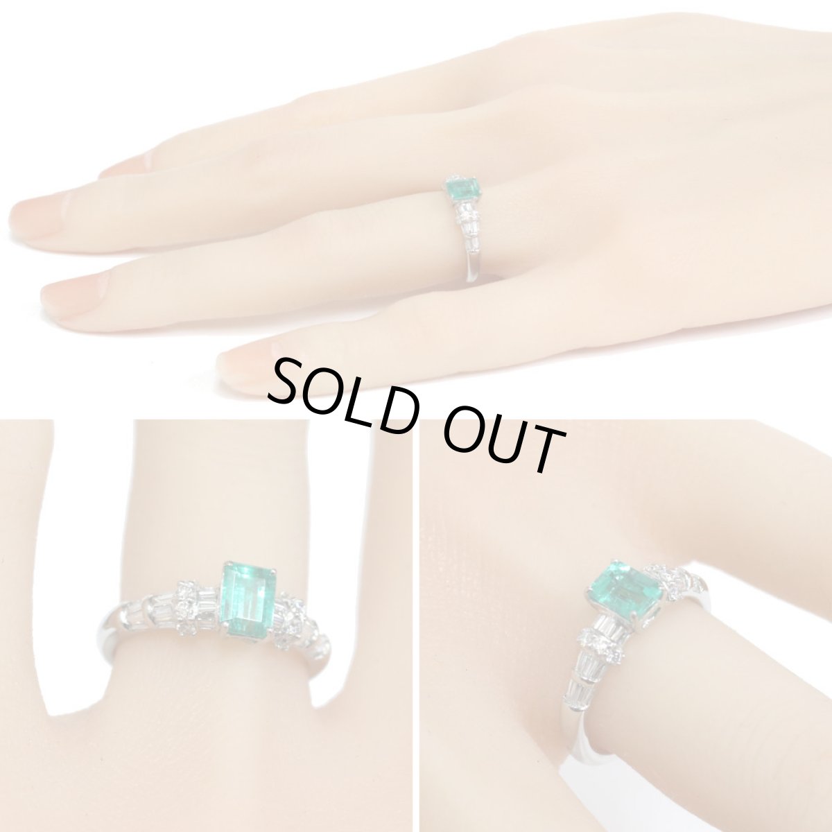 画像10: Pt900エメラルドダイヤモンドリング E0.50 D0.32 4.2g #12 (10)