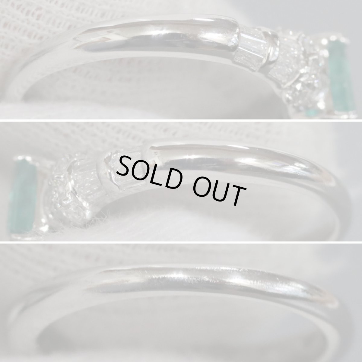 画像6: Pt900エメラルドダイヤモンドリング E0.50 D0.32 4.2g #12 (6)