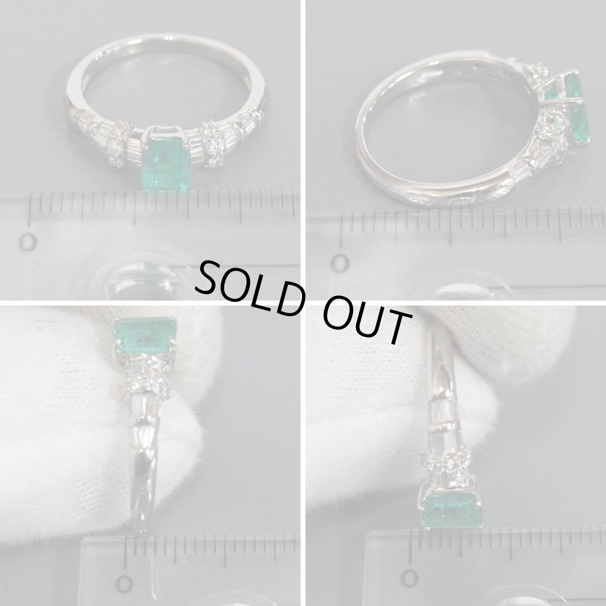 画像9: Pt900エメラルドダイヤモンドリング E0.50 D0.32 4.2g #12 (9)