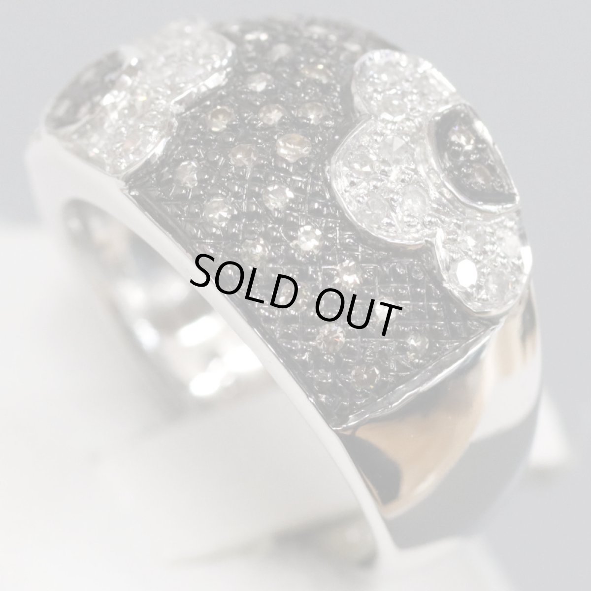 画像2: K18WGダイヤモンドリング フラワーモチーフ D0.50 7.2g #12 (2)