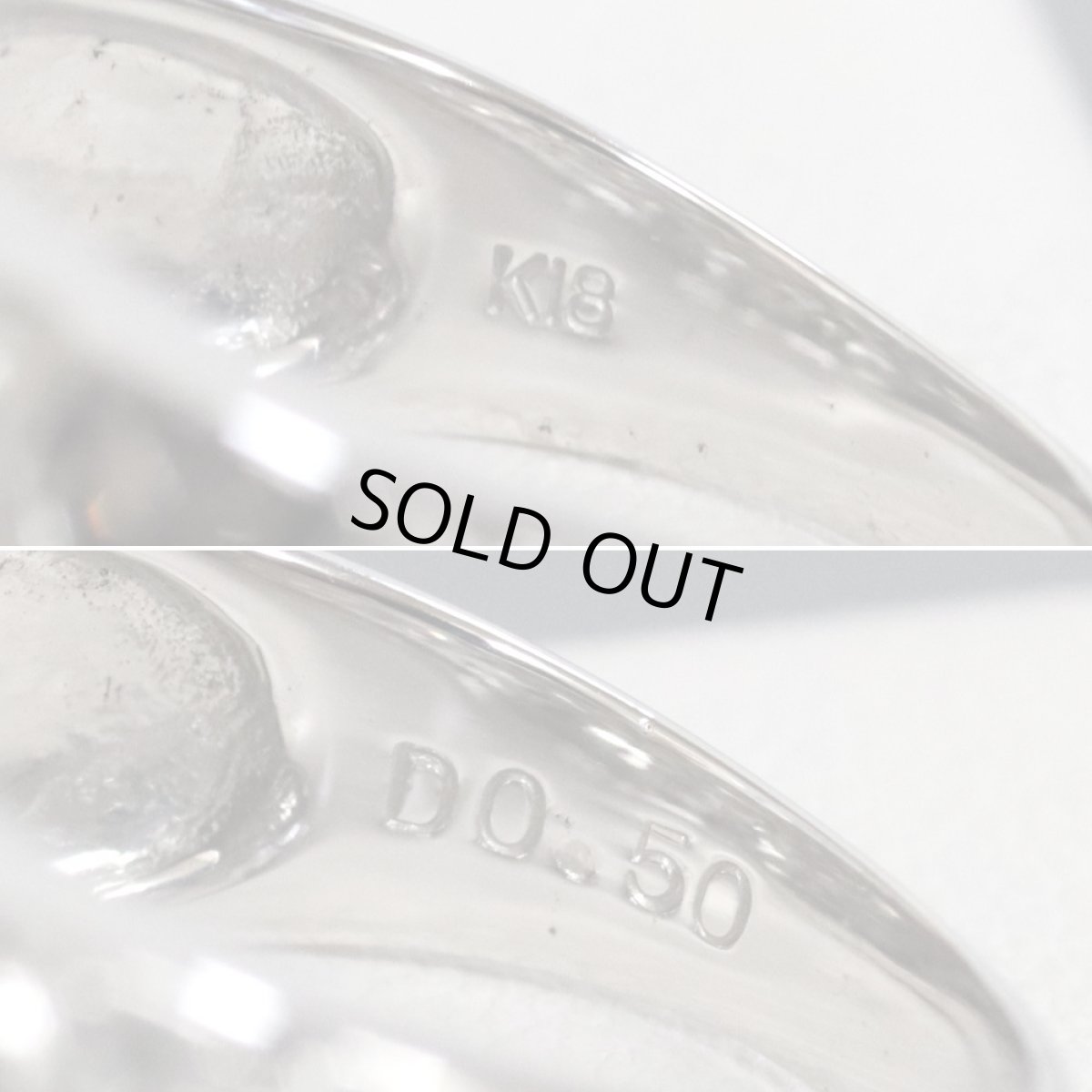 画像7: K18WGダイヤモンドリング フラワーモチーフ D0.50 7.2g #12 (7)