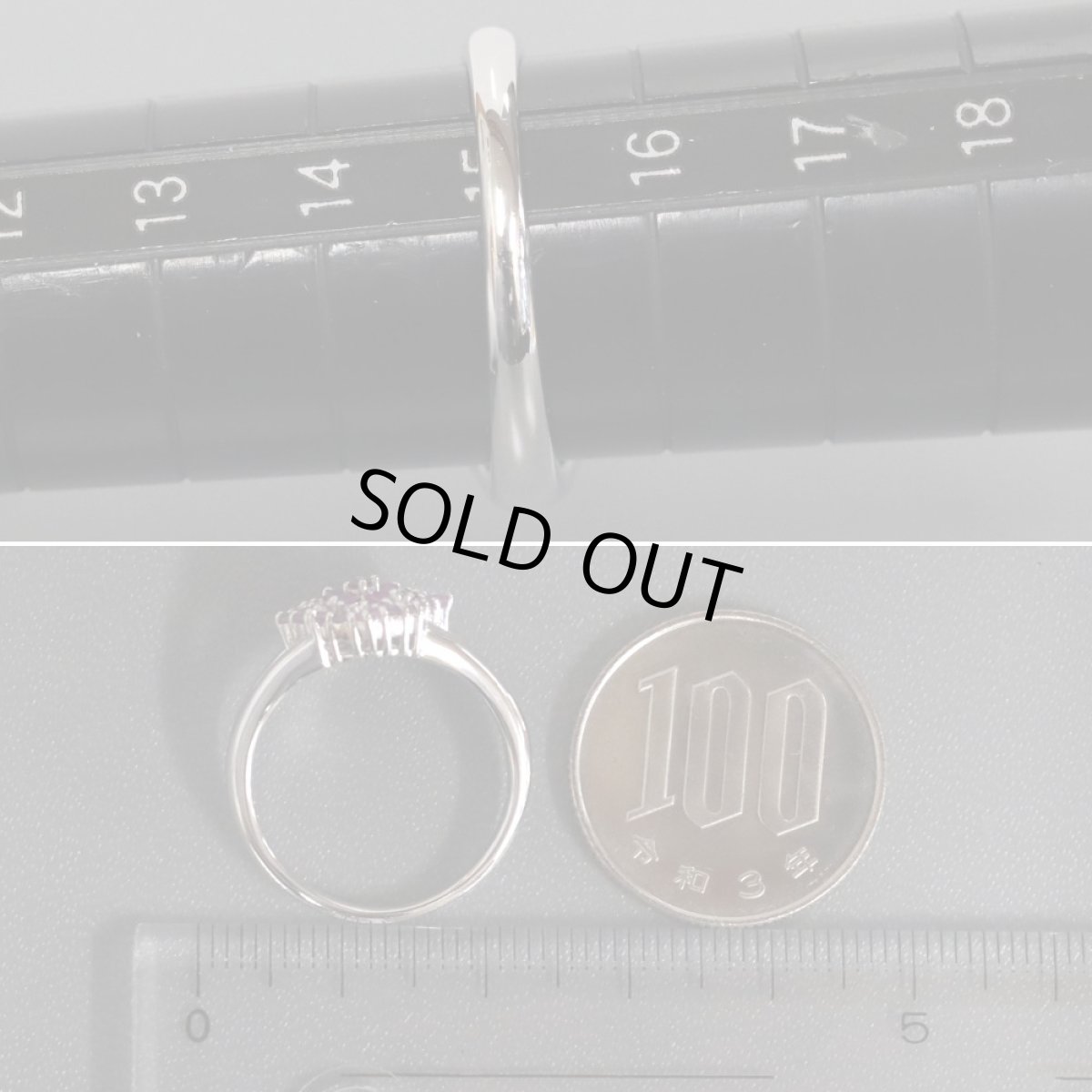 画像8: K18WGルビーピンクサファイアリング R0.36 S0.36 5.2g #15 (8)