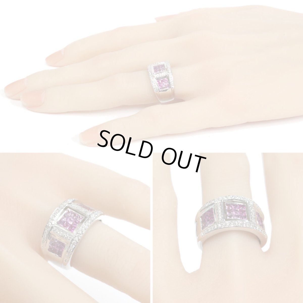 画像10: K18WGルビーピンクサファイアダイヤモンドリング R0.15 PS1.30 D0.20 10.0g #13 (10)