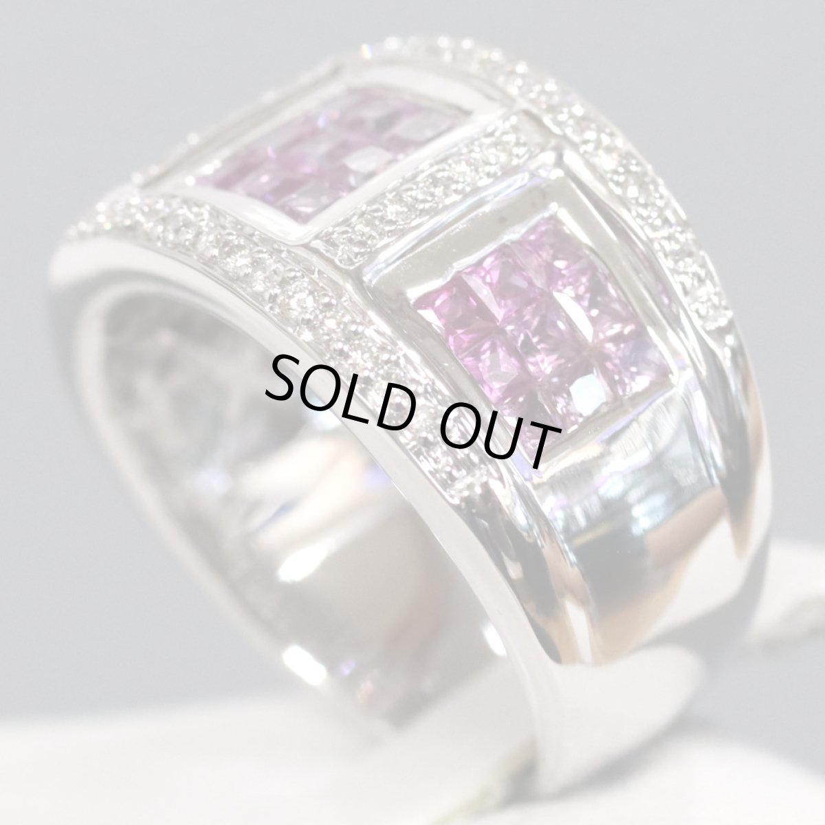 画像3: K18WGルビーピンクサファイアダイヤモンドリング R0.15 PS1.30 D0.20 10.0g #13 (3)