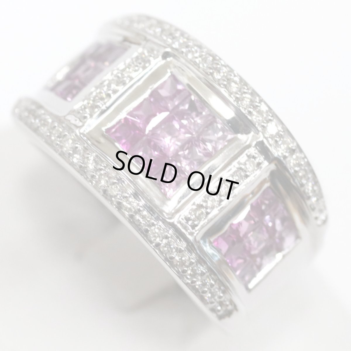 画像4: K18WGルビーピンクサファイアダイヤモンドリング R0.15 PS1.30 D0.20 10.0g #13 (4)