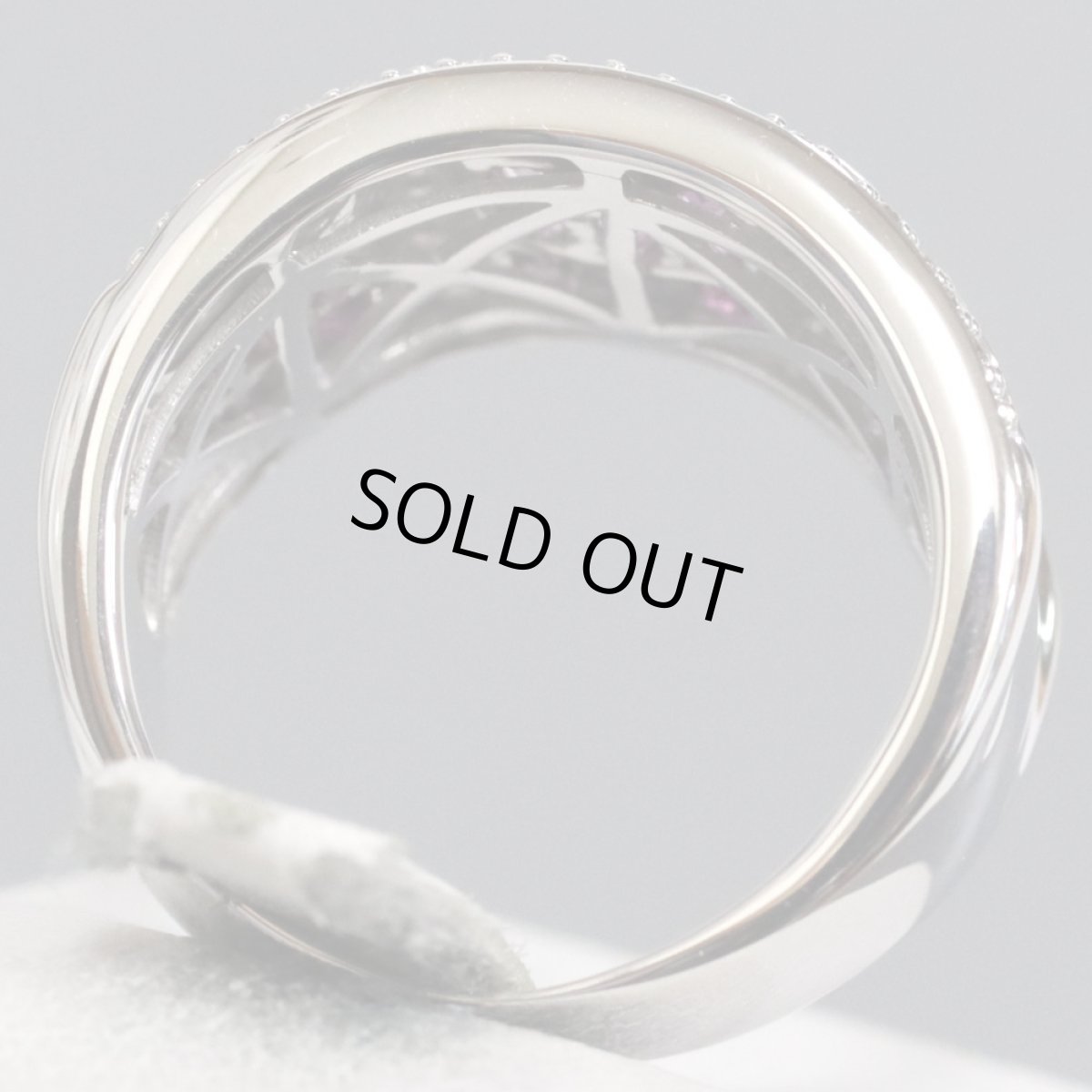 画像5: K18WGルビーピンクサファイアダイヤモンドリング R0.15 PS1.30 D0.20 10.0g #13 (5)