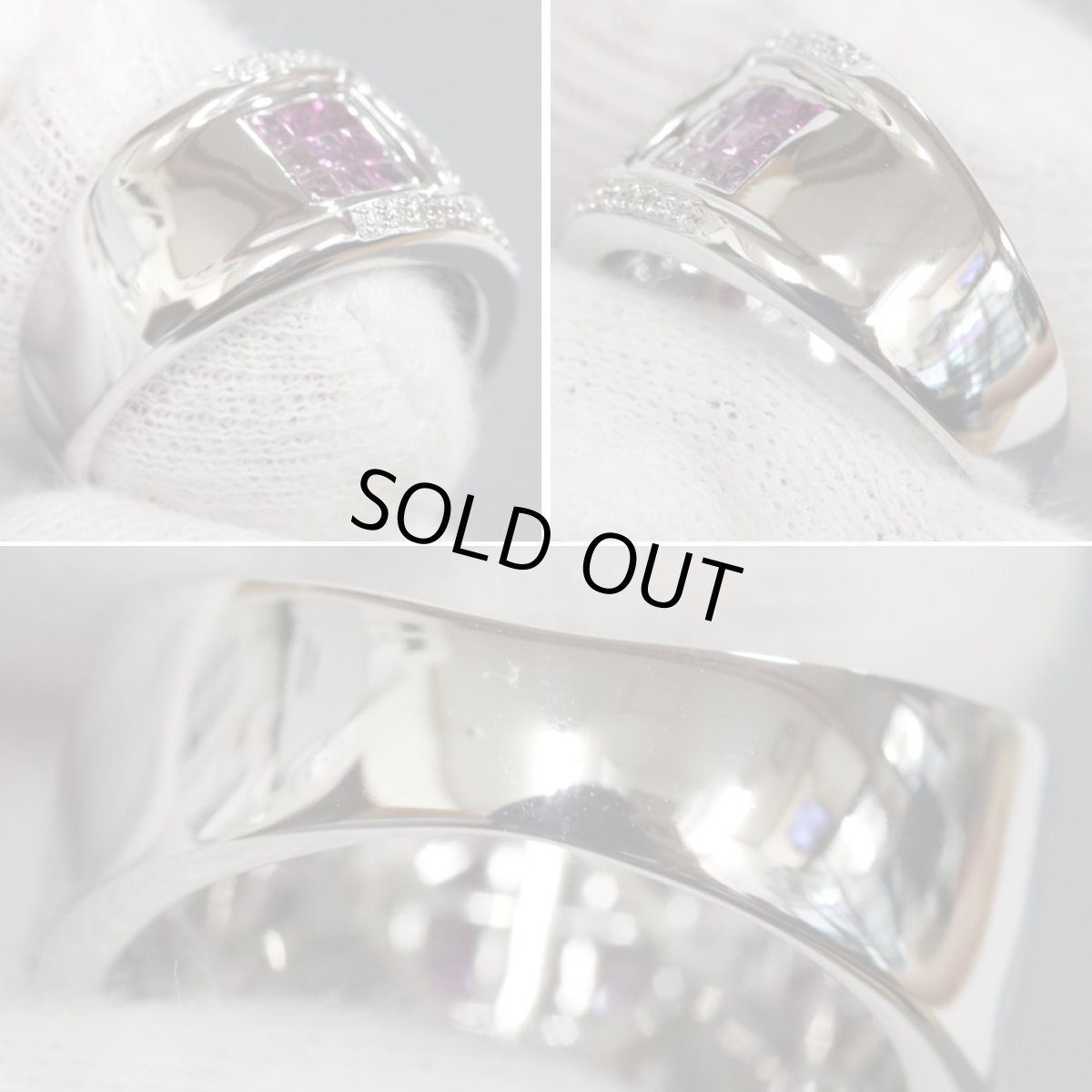 画像6: K18WGルビーピンクサファイアダイヤモンドリング R0.15 PS1.30 D0.20 10.0g #13 (6)