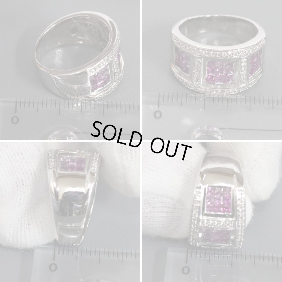 画像9: K18WGルビーピンクサファイアダイヤモンドリング R0.15 PS1.30 D0.20 10.0g #13 (9)