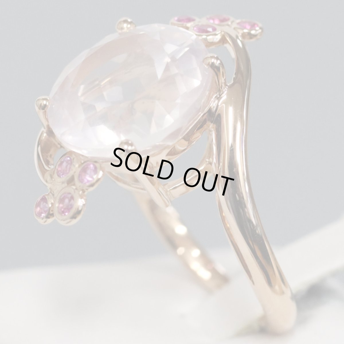 画像3: 750ローズクォーツピンクサファイアリング Qtz8.39 PS0.28 8.0g #14 (3)