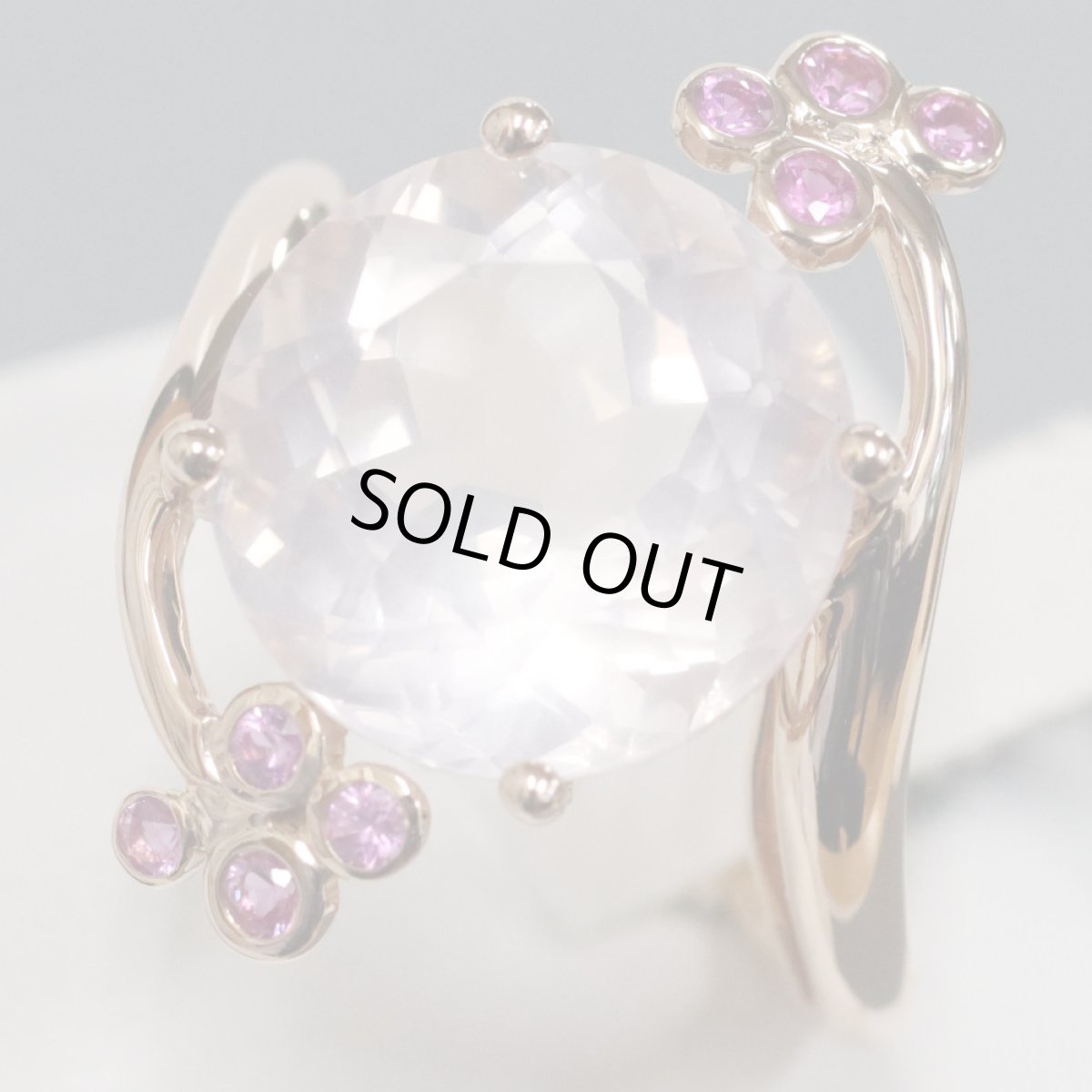 画像4: 750ローズクォーツピンクサファイアリング Qtz8.39 PS0.28 8.0g #14 (4)