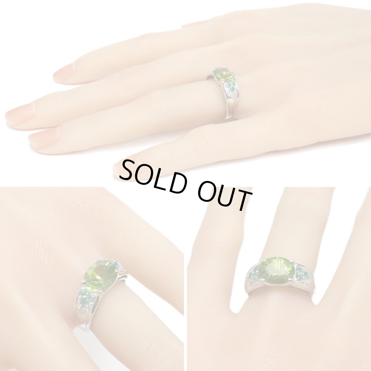 画像10: K18WGペリドットエメラルドダイヤモンドリング Pe2.00 E0.18 D0.10 4.7g #11 (10)