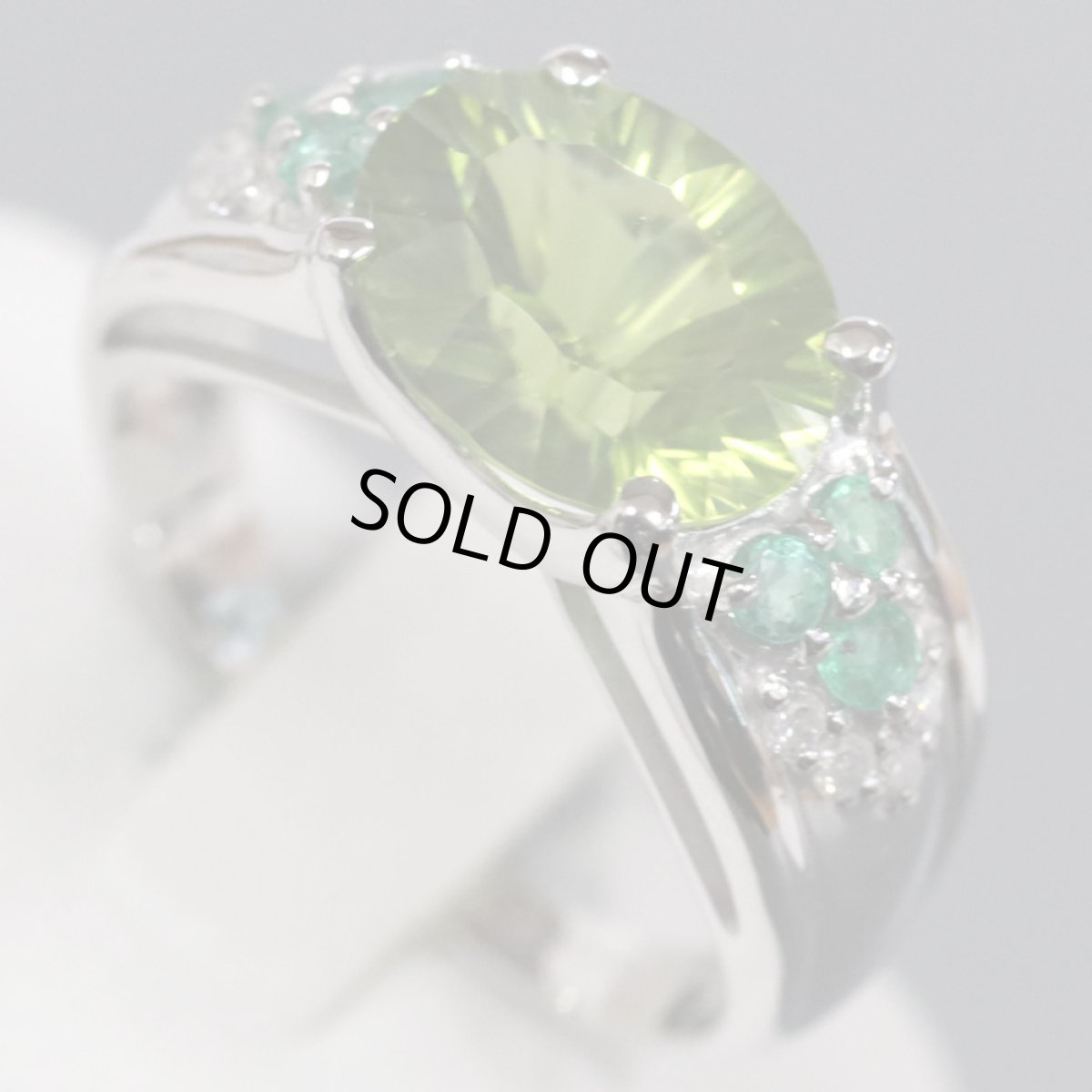 画像3: K18WGペリドットエメラルドダイヤモンドリング Pe2.00 E0.18 D0.10 4.7g #11 (3)