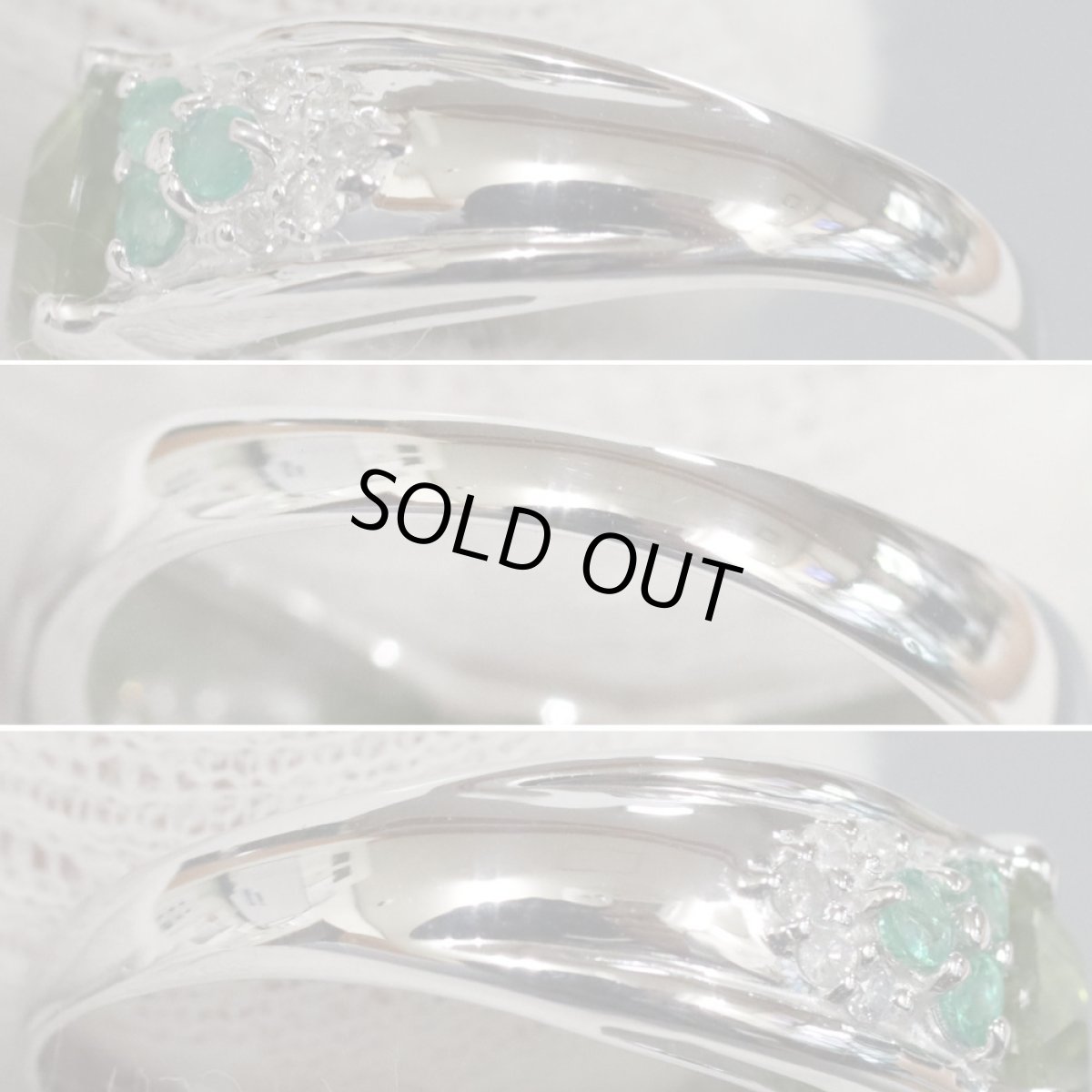 画像6: K18WGペリドットエメラルドダイヤモンドリング Pe2.00 E0.18 D0.10 4.7g #11 (6)