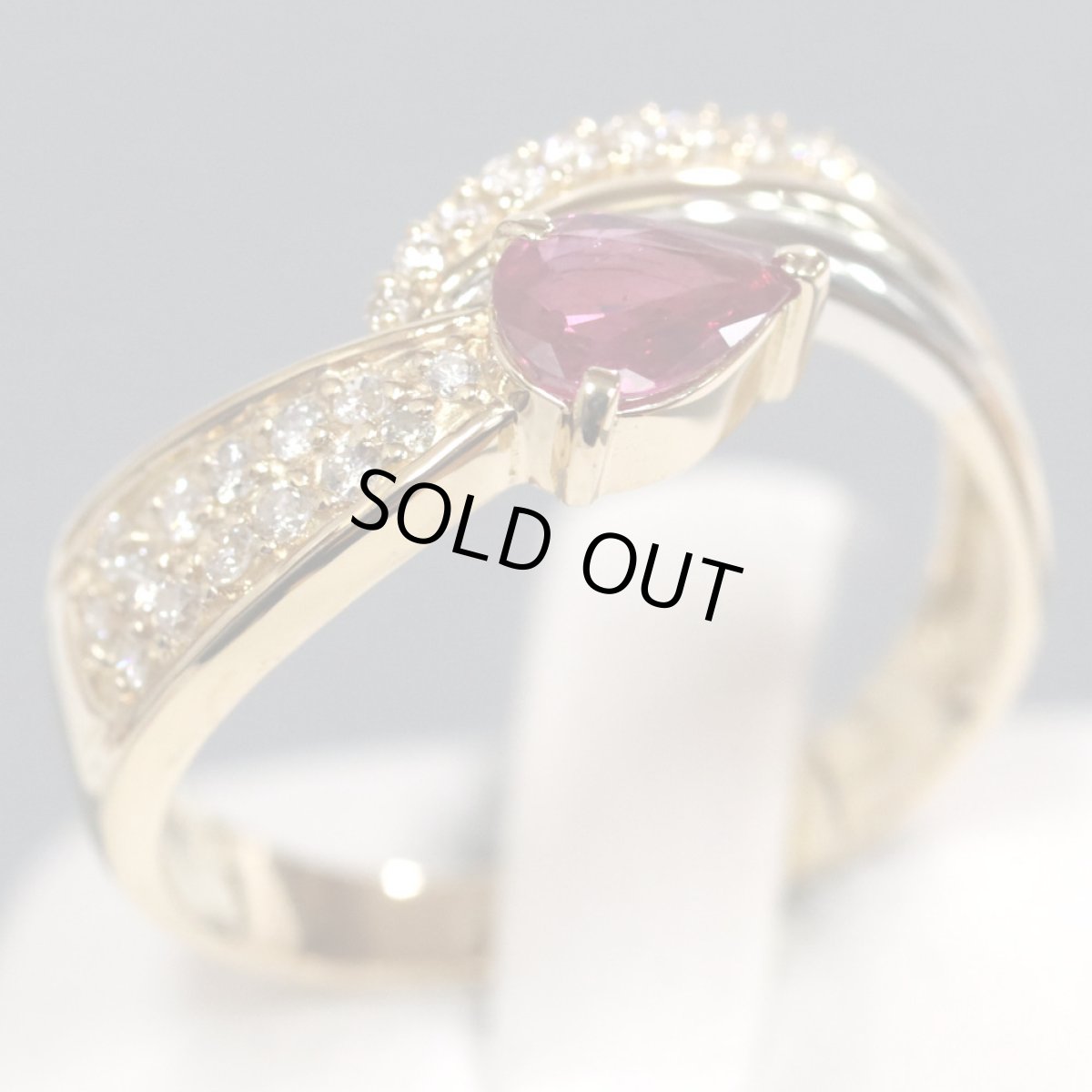 画像1: K18/Pt900ルビーダイヤモンドリング R0.45 D0.30 3.9g #17 (1)