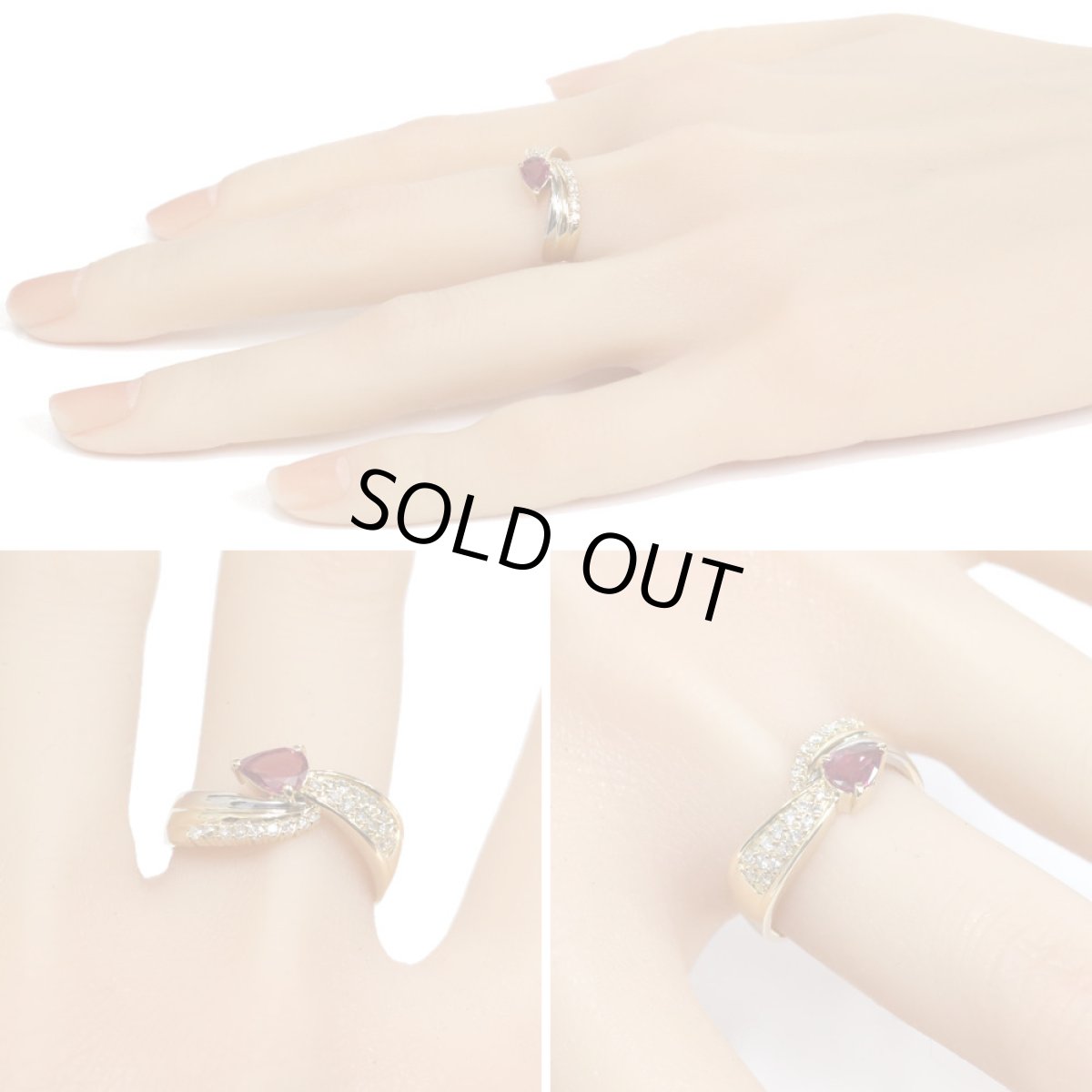 画像10: K18/Pt900ルビーダイヤモンドリング R0.45 D0.30 3.9g #17 (10)