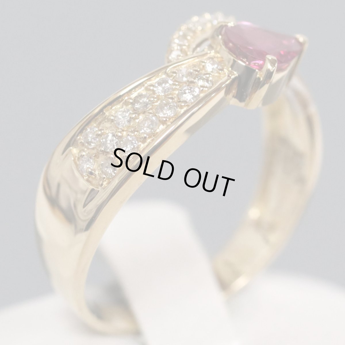 画像3: K18/Pt900ルビーダイヤモンドリング R0.45 D0.30 3.9g #17 (3)