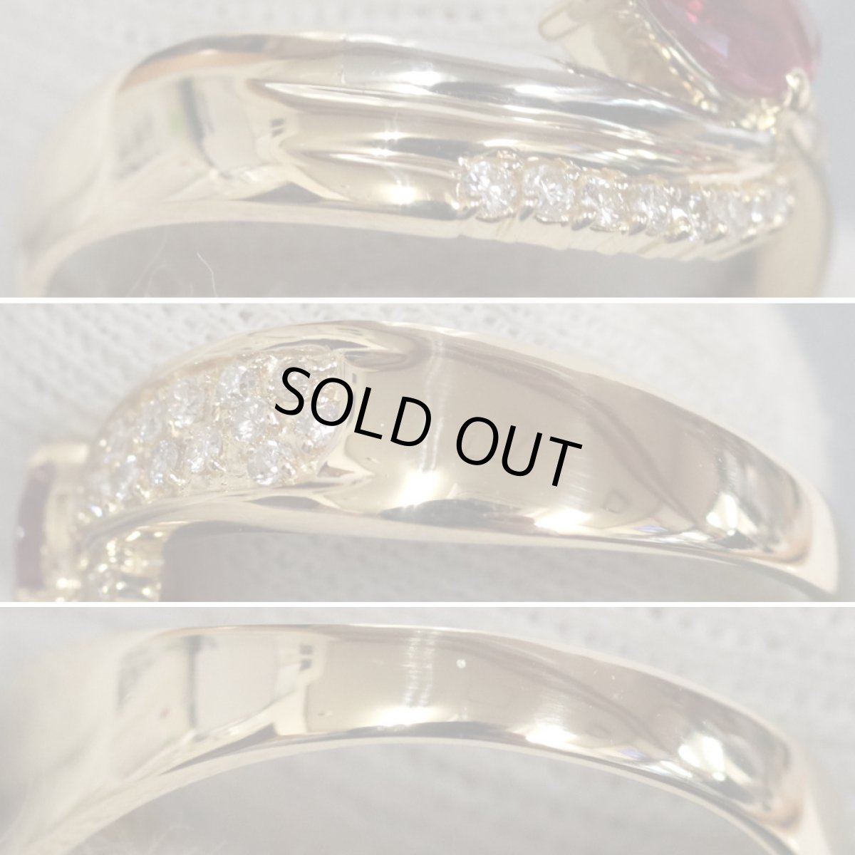 画像6: K18/Pt900ルビーダイヤモンドリング R0.45 D0.30 3.9g #17 (6)