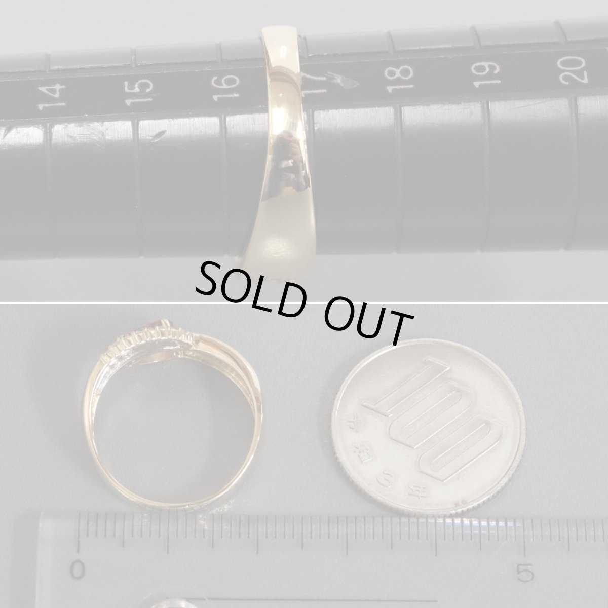 画像8: K18/Pt900ルビーダイヤモンドリング R0.45 D0.30 3.9g #17 (8)