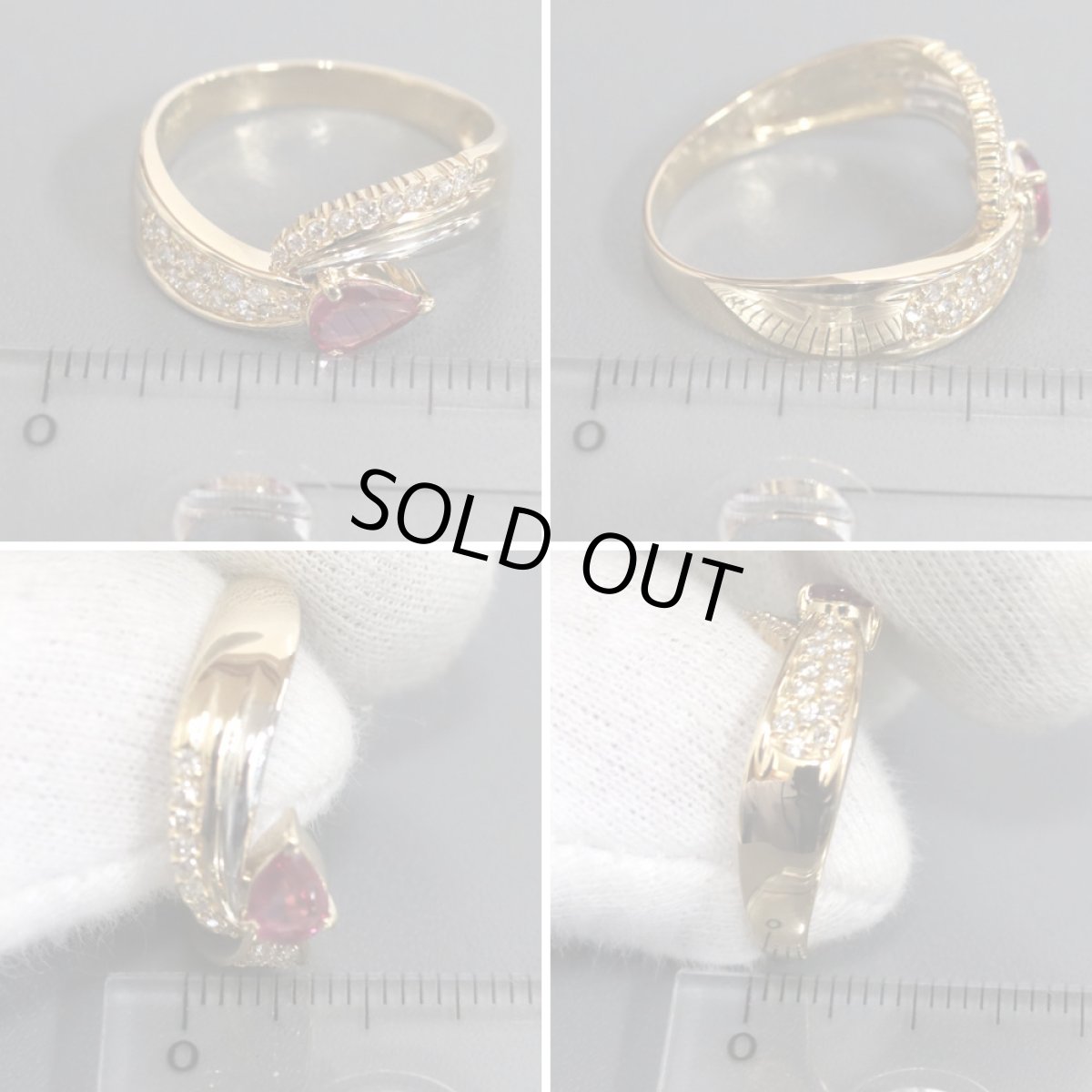 画像9: K18/Pt900ルビーダイヤモンドリング R0.45 D0.30 3.9g #17 (9)